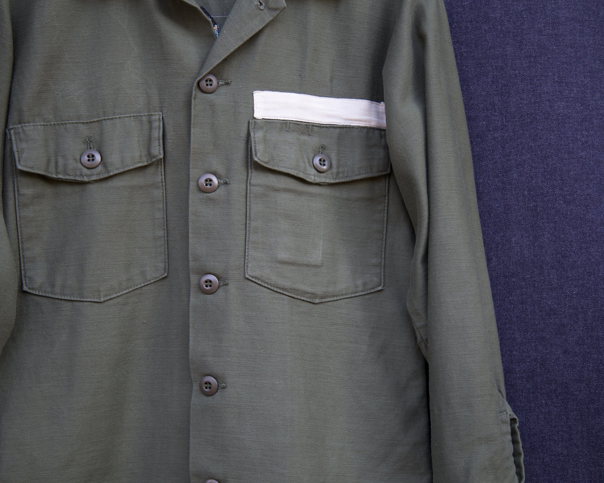 Vintage Army Jacket with Stitched Feather Mandala