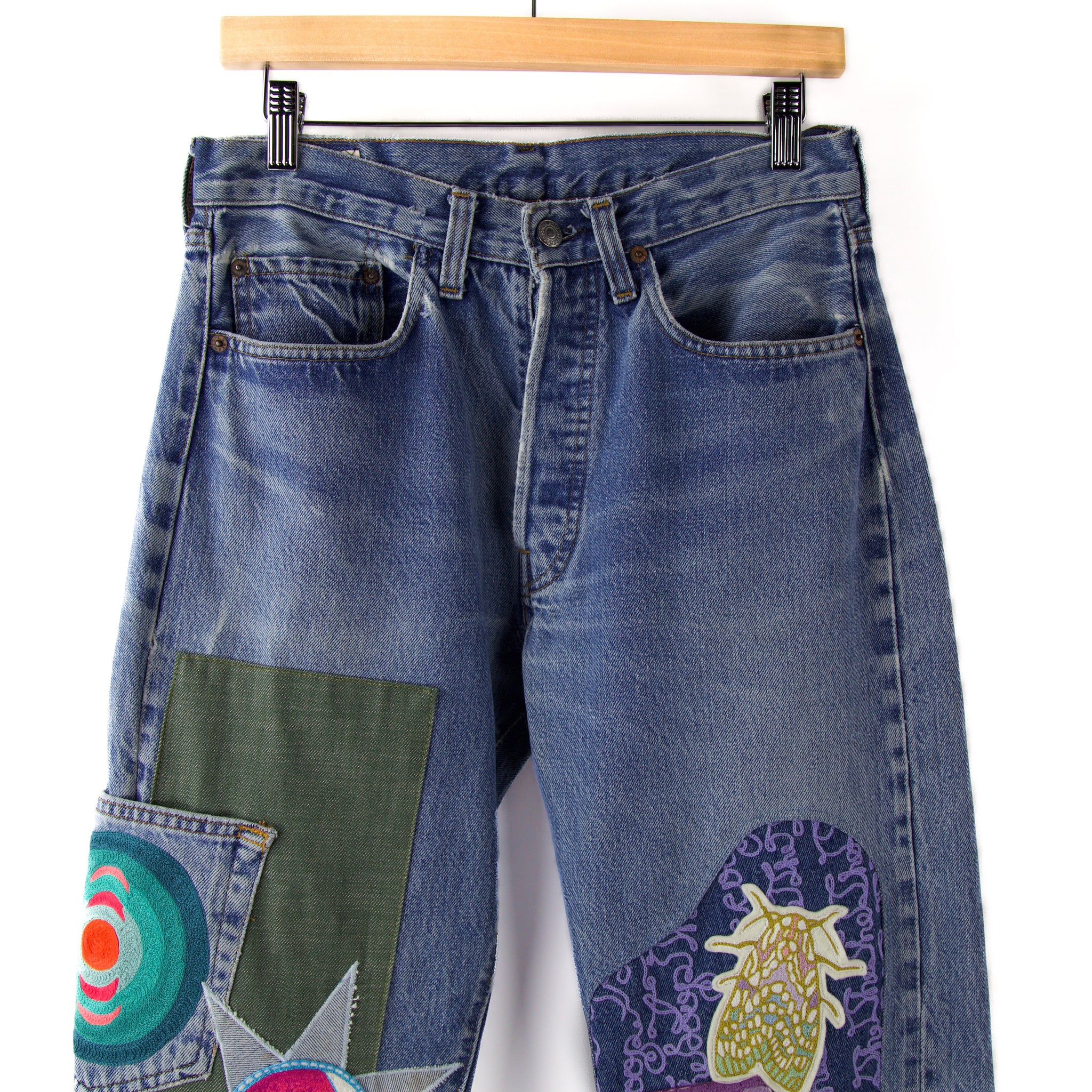 Patched Vintage Levis 501s (Cicada/Fish)