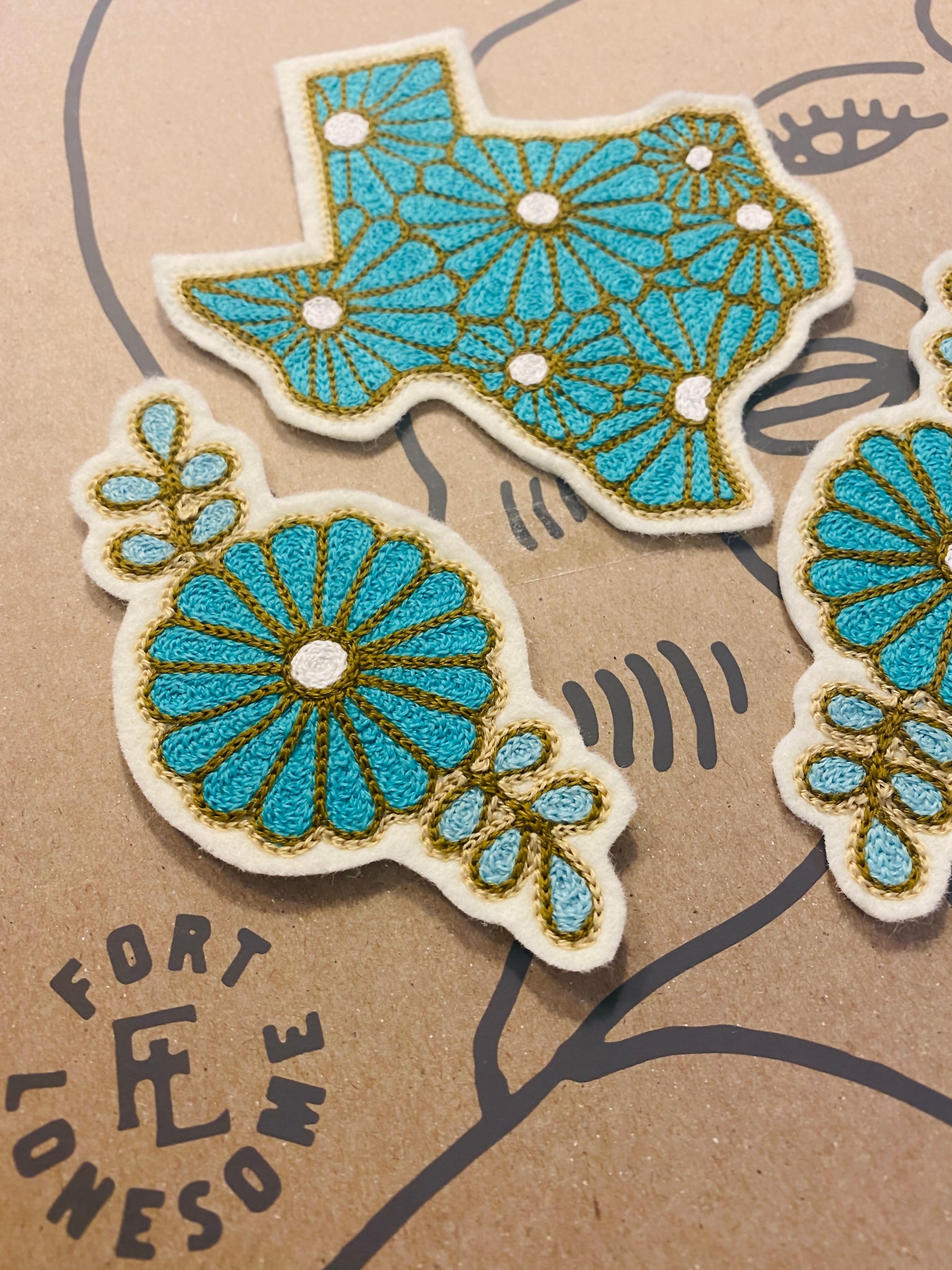 Texas Floral Chainstitch Patch Set
