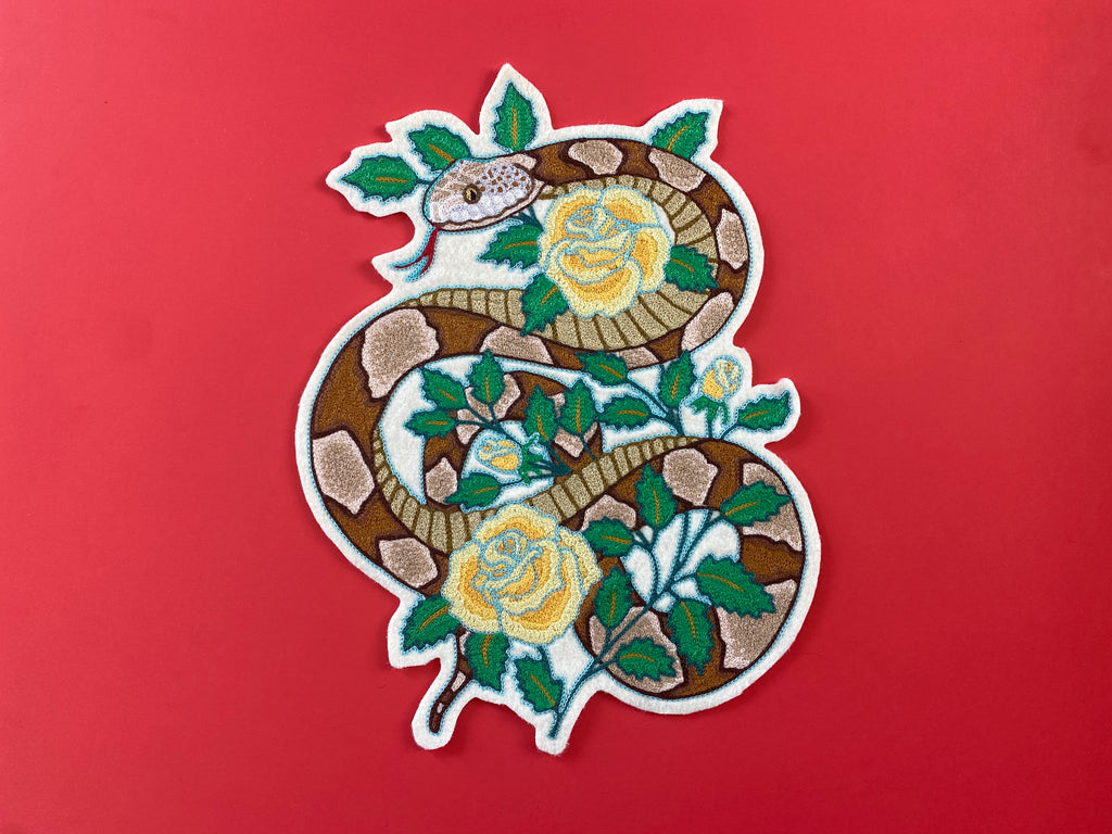 One-of-a-Kind Snake and Roses Back Patch