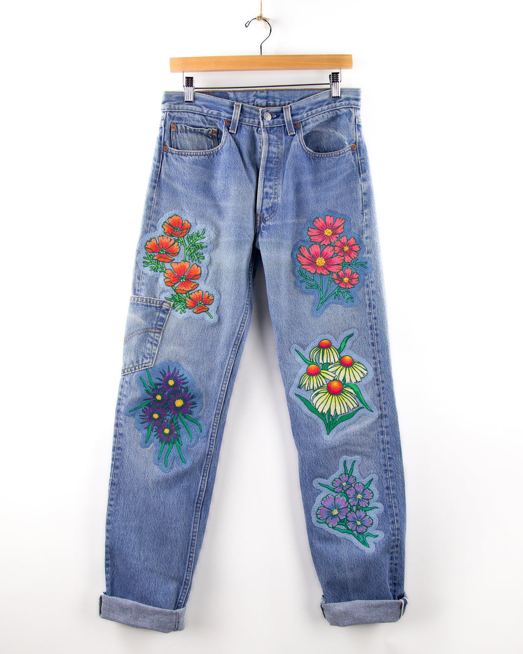 Floral Patched Levis 501s