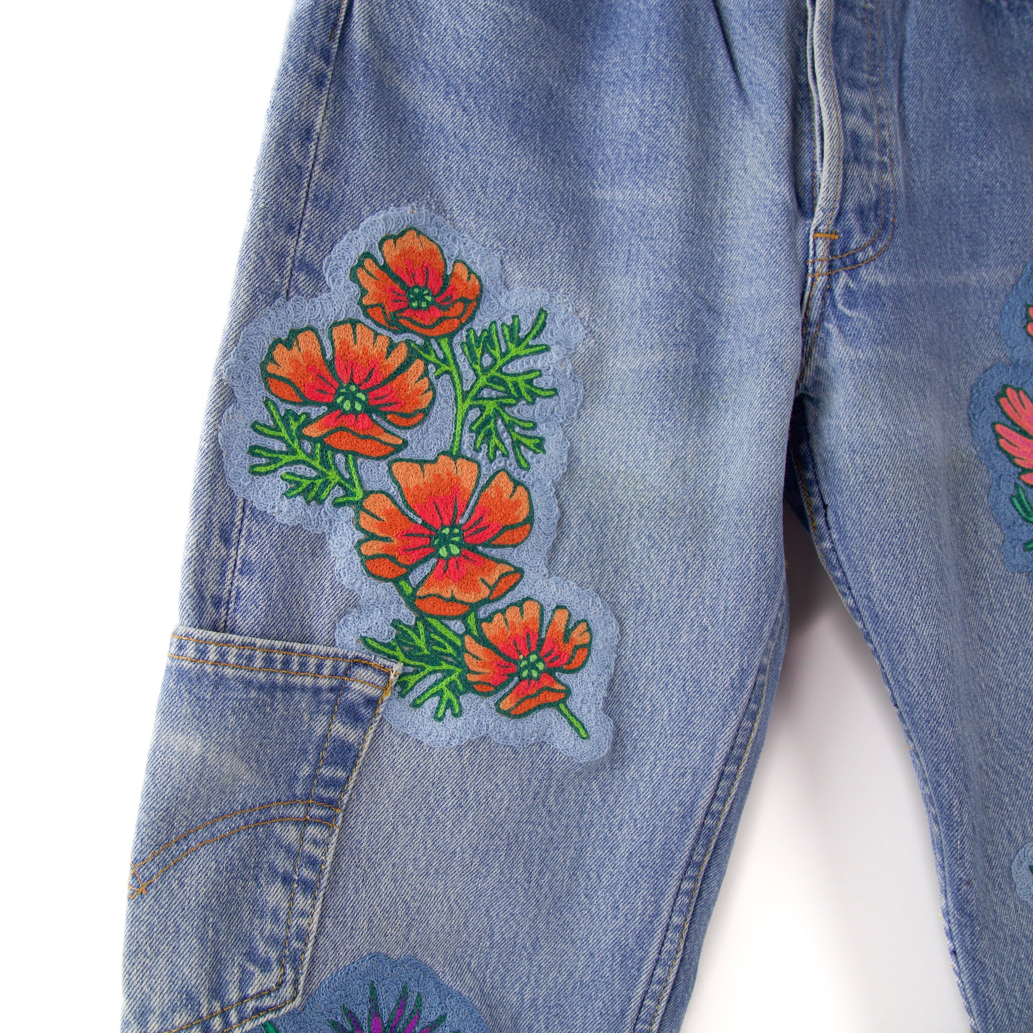 Floral Patched Levis 501s