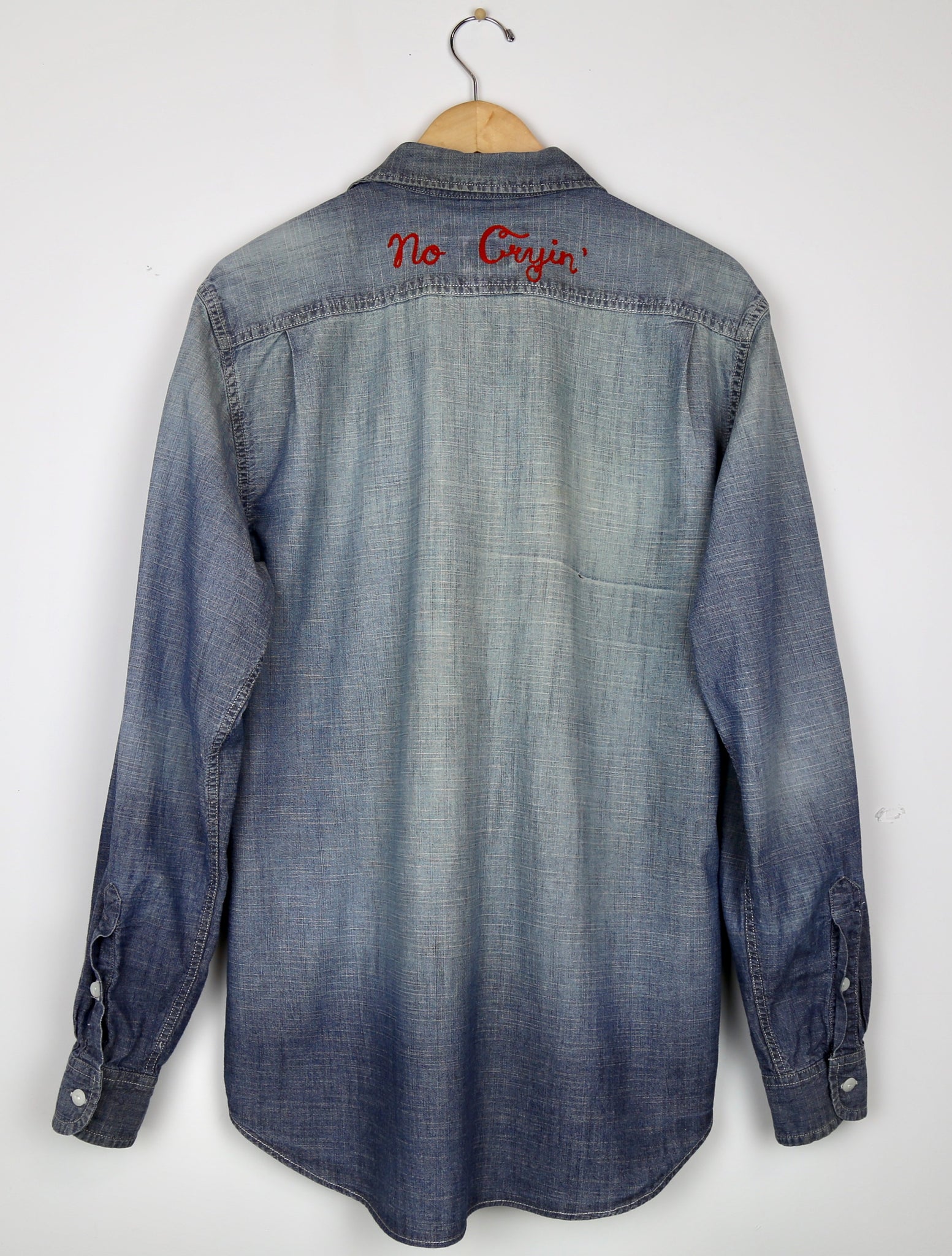 Past Lives Vintage Chambray Shirt with No Cryin' Shoulders