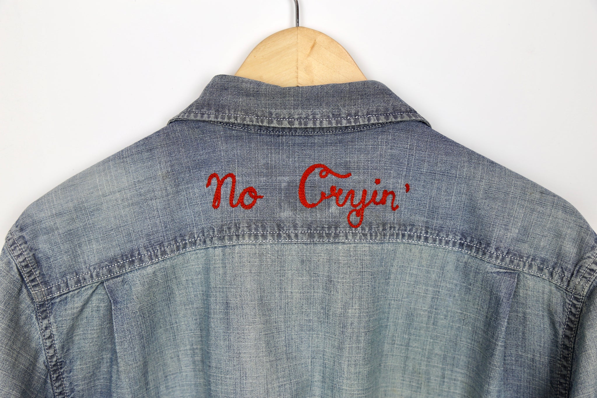 Past Lives Vintage Chambray Shirt with No Cryin' Shoulders