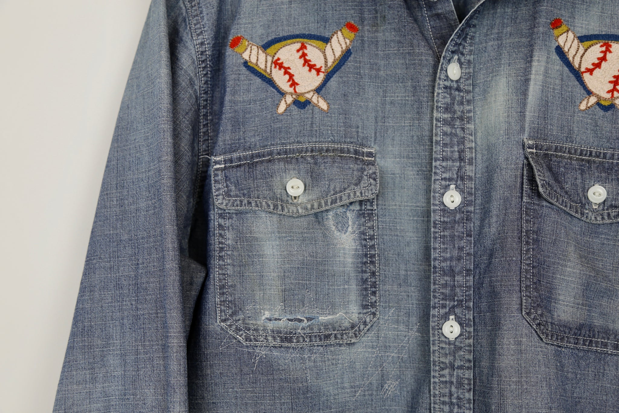 Past Lives Vintage Chambray Shirt with Diamond Joint Shoulders