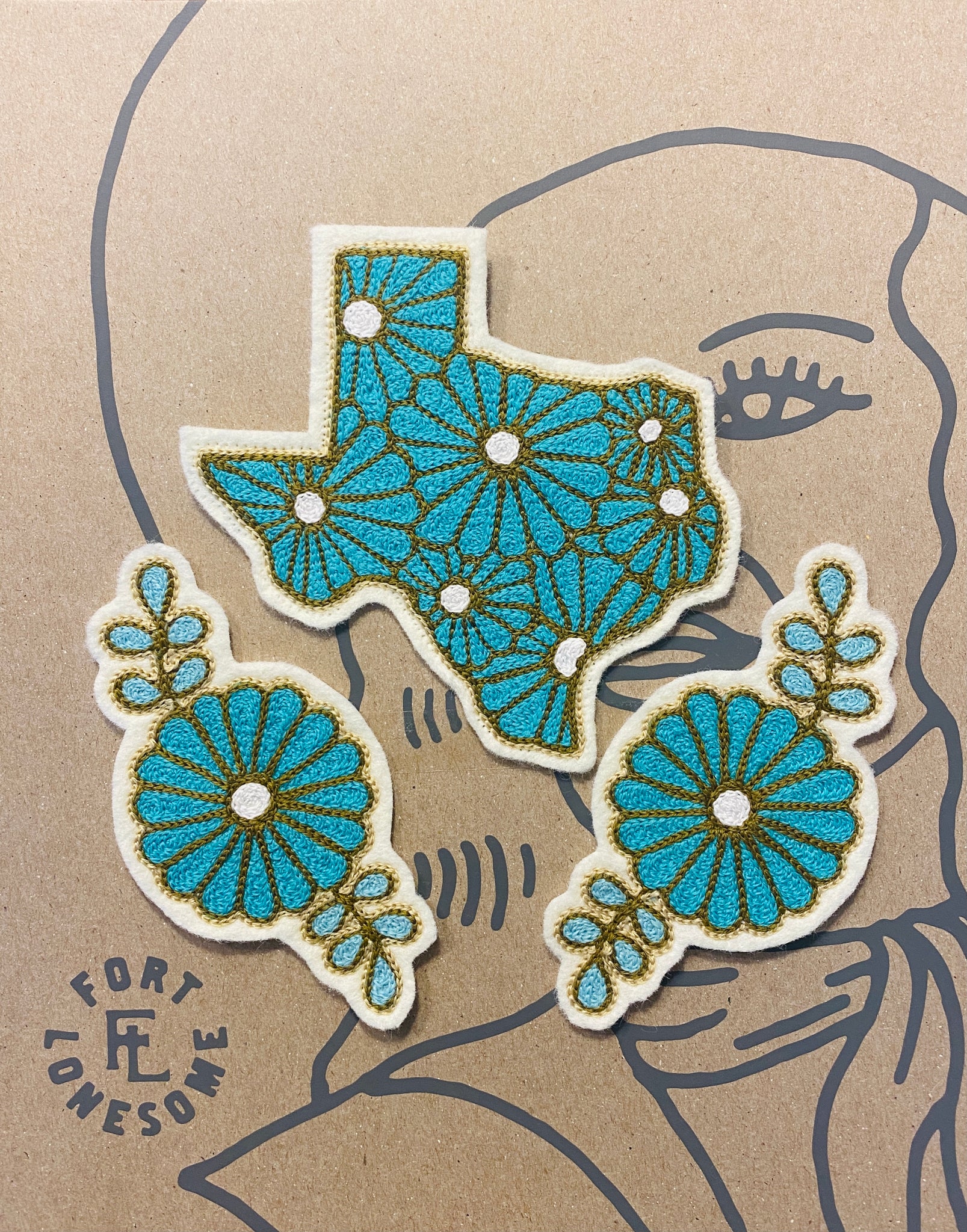Texas Floral Chainstitch Patch Set