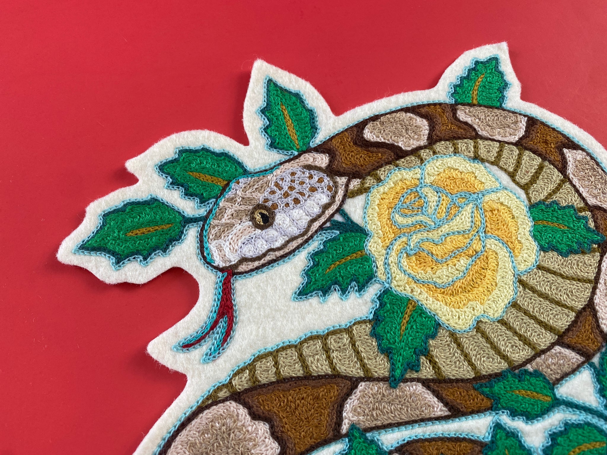 One-of-a-Kind Snake and Roses Back Patch