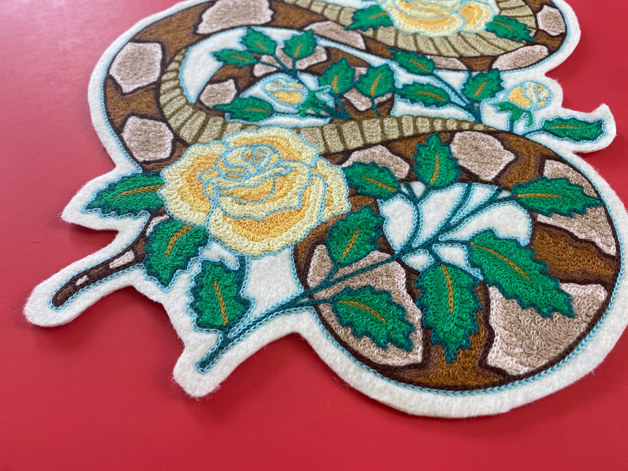 One-of-a-Kind Snake and Roses Back Patch